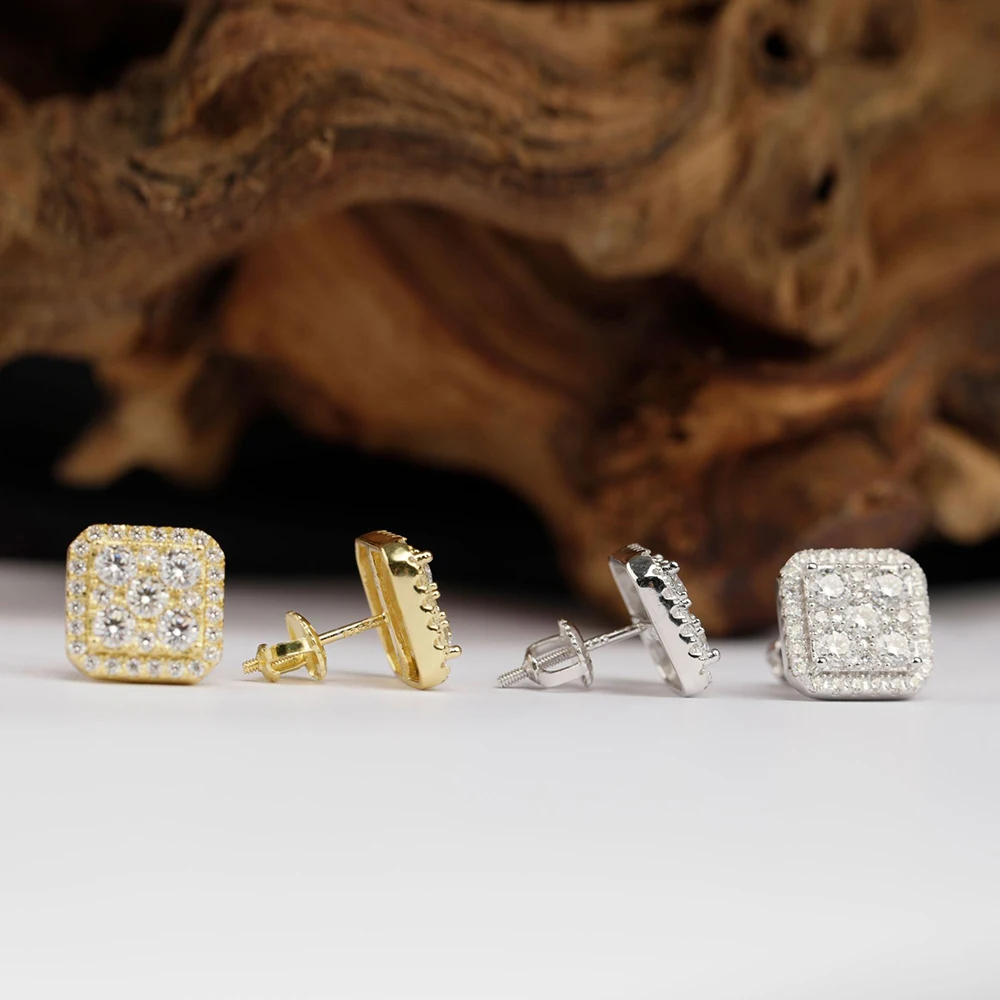 Macy's Men's Diamond Square Cluster Stud Earrings (1/4 ct. t.w.) in  Sterling Silver - Macy's