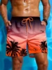 Summer Men's Swimwear Board Shorts Palm Tree 3d Print Drawstring Swim Short Beach Trunks Men Swimsuit Sports Pants Brief Boy 4