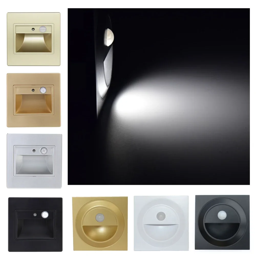 Sensore Di Movimento Pir Luce Per Scale A Led Lampada Da Parete A Induzione Umana A Infrarossi Incorporata Luce Notturna Per Scala A Gradini Da 1.5W