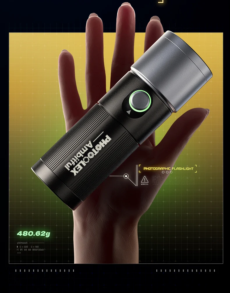 10W Flashlight Four Color Projection Light Built-in 8400mAh Rechargeable Battery