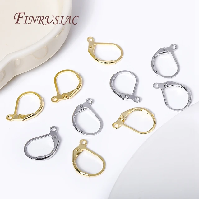 Leverback Earring Hooks 50Pcs 24K Gold Plated Round French Earring