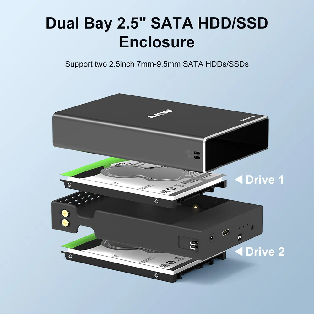 Maiwo-hard Drive Array Enclosure Dual-bay para 25 Hdd Externo Ssd Case Raid Array tipo c 25 - Imagem 3
