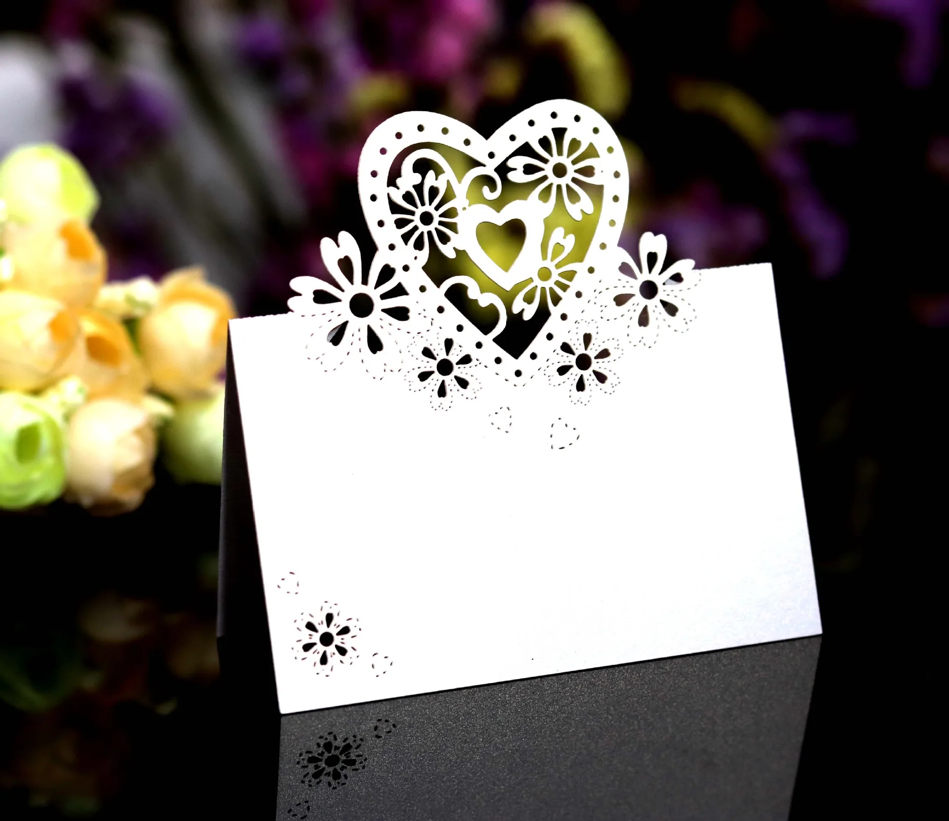 Wedding Table Card Paper Laser Cut Heart Shape Table Name Card Place Wedding Party Decoration Favor Seat 10/20/30Pcs