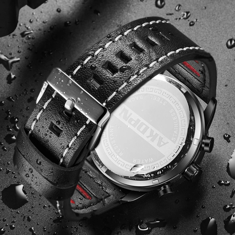 Sports Mens Quartz Watch Creative Function Big Dial Waterproof Clock Male Leather Strap Fashion Watches Hombre Relogio Masculino