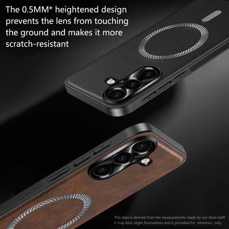 Luxury PU Leather Magsafe Case with Magnetic Ring Lens Protection and Shockproof Design