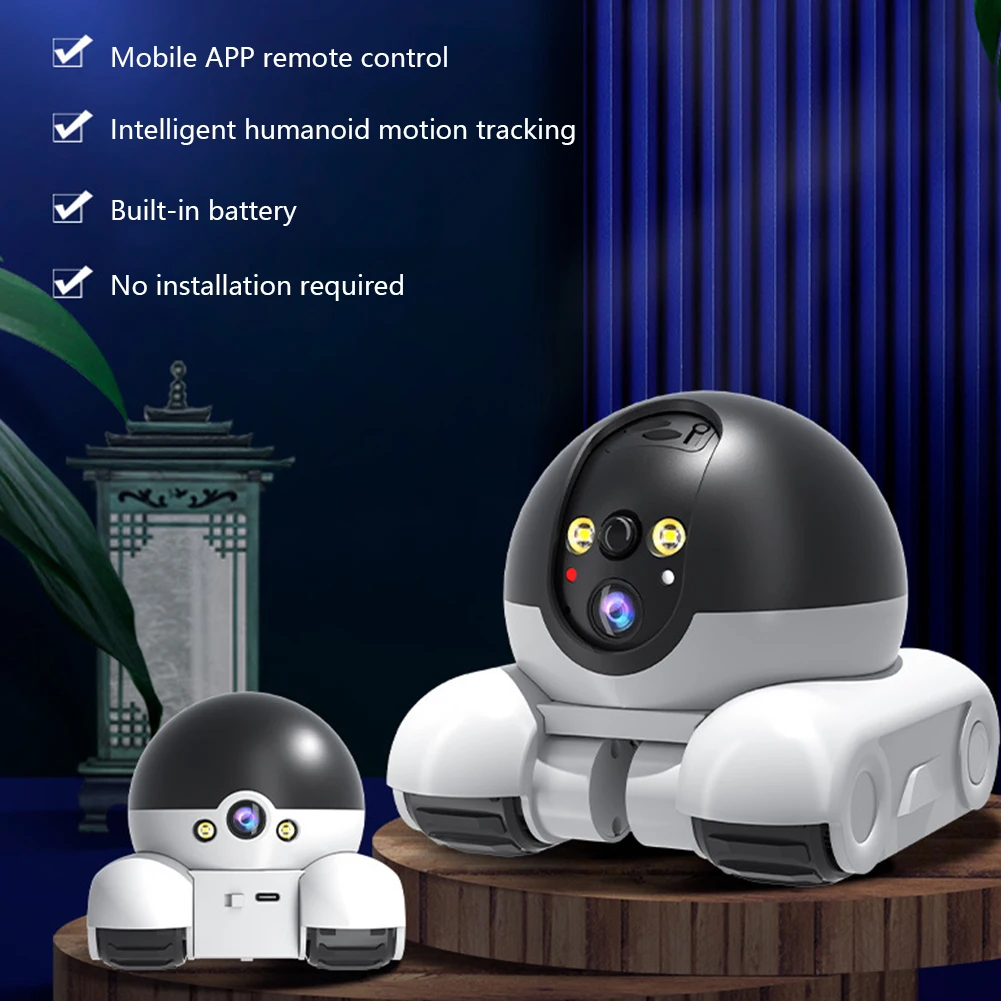 1080P HD WIFI Dual Lens Robot Camera Dual Screen Monitoring PTZ IP Security Surveillance Camera Auto Tracking Baby Pets Monitor 4