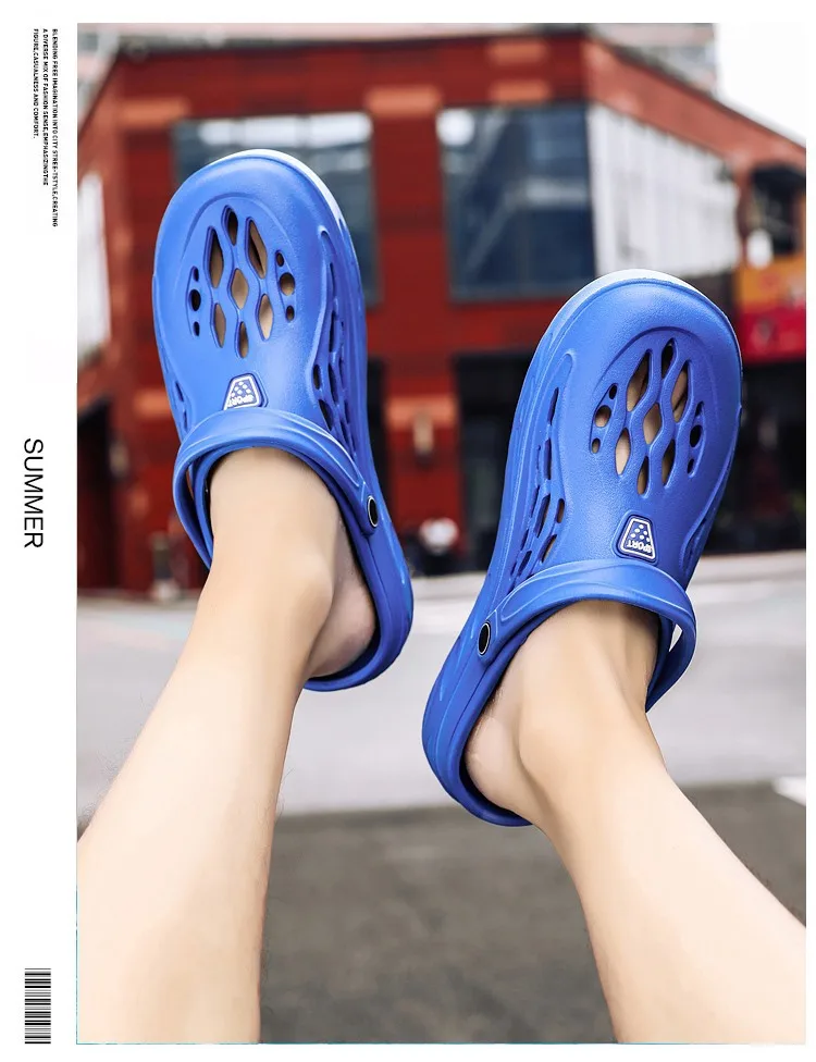 Sheval ues Sommer Männer Clogs Hausschuhe Indoor Home Wohnungen Schuhe Mode Loch Schuhe Strands andalen leichte weiche Badezimmer rutschen – Detail 11