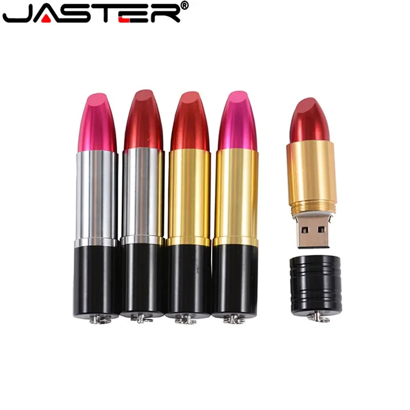 

JASTER Metal Lipstick Model USB Flash Drives 128GB Pen Drive 64GB Red Memory Stick Creative Gifts Pendrive 32GB 16GB U Disk Gift