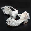 Children's High Heel Princess Shoes Silver Crystal Dance Shoes For Girls Summer Performance Hostess Shoes Kids Fashion Leather S 3