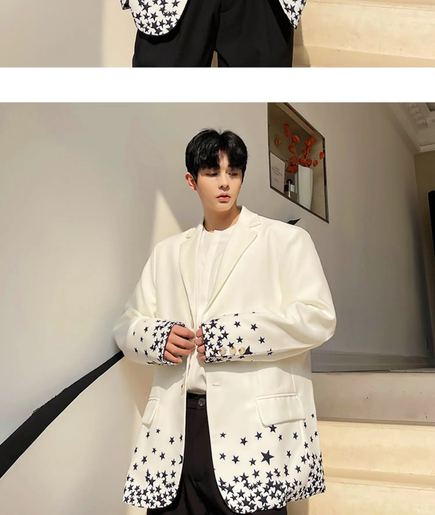 Description Picture 4 of itemLUZHEN Spring 2024 New Korean Trendy Pentagram Print Loose Casual Blazer Coat Men's Elegant Fashion Original Suit Jacket LZ3256