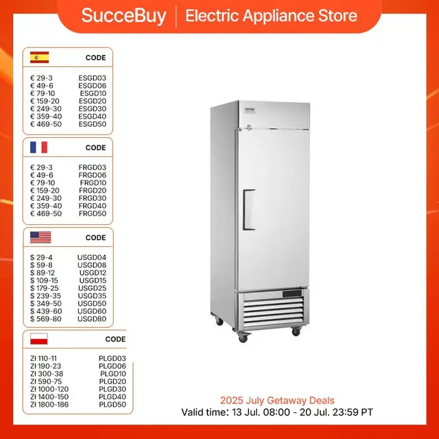 SucceBuy Congelatore commerciale Congelatore a porta singola con scongelamento automatico in acciaio inossidabile da -13 a 5 ℉ Controllo della temperatura 1