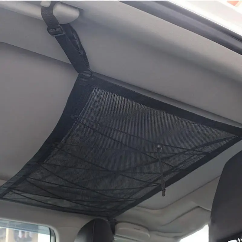 

Car Back Rear Trunk Storage Net Magic Sticker Mesh Storage Bag Cargo Storage Organizer Double Layer Luggage Holder Boot String