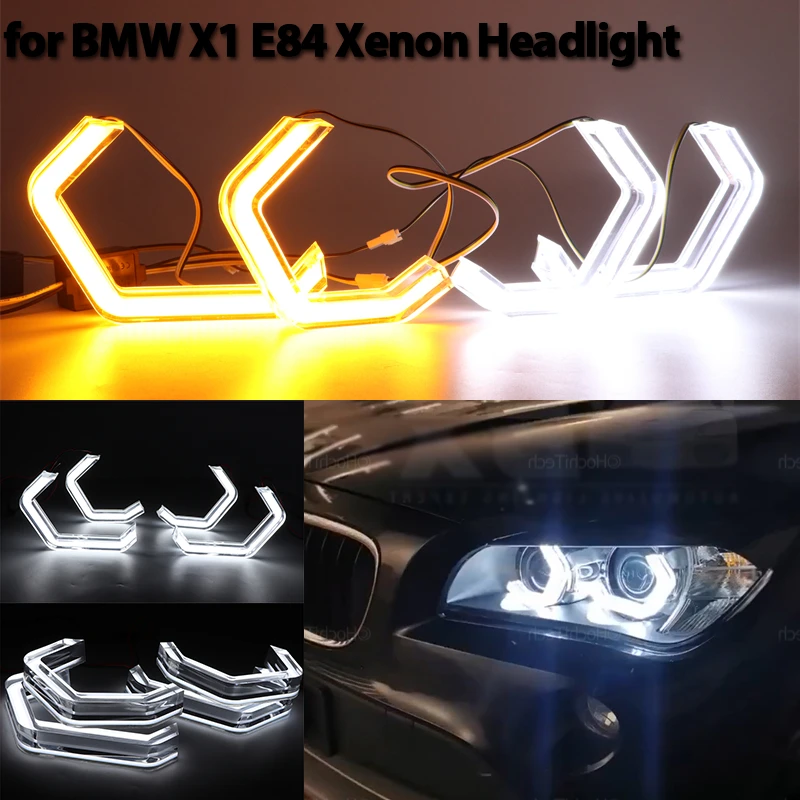 

M4 Style White Yellow Halo Ring Angel Eyes Turn Signal Switchback LED Light Rings for BMW X1 X 1 E84 2009-2015 Xenon Headlight