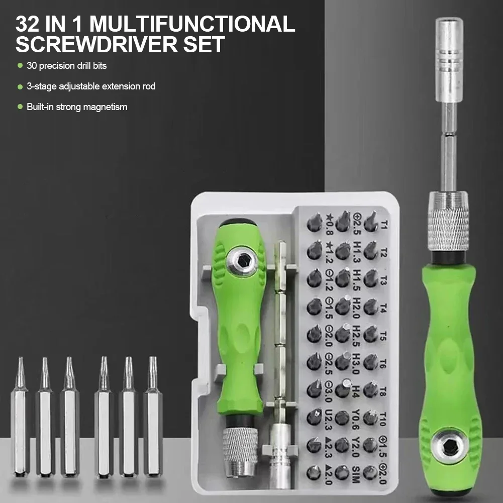 32 In 1 오토바이 도구 스크루 드라이버 조합 휴대용 크로스 마그네틱 정밀 스크루 드라이버 세트 견고한 유지 보수 도구
