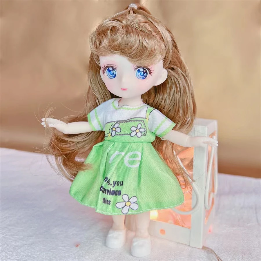 

BJD Girl Dolls 16cm Kawaii 8 Points Joint Movable Dolls with Fashion Clothes Soft Hair Dress Up Girl Toys Birthday Gift Doll New