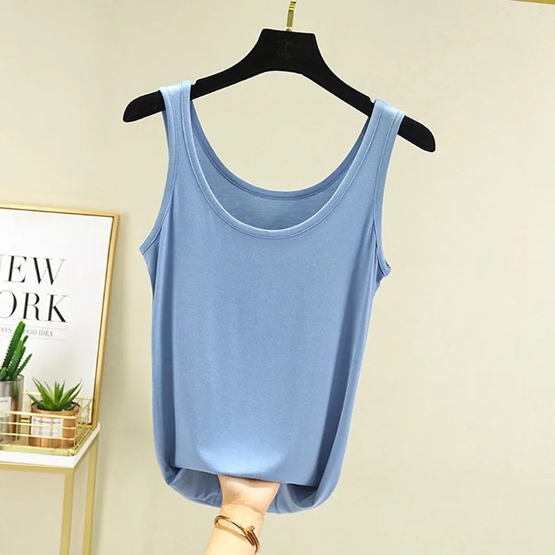 

Sexy Modal Tank Top Anti Glare Loose Lining Versatile Overlay U Neck Top Women's Camisole Sleeveless Vest Summer Suspender M10