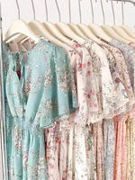 2026 Summer Women Ruffled Short-sleeved Chiffon Dress V-neck High Waist Floral Print Beach Midi Dresses Backless Sexy Vestidos - Image 5