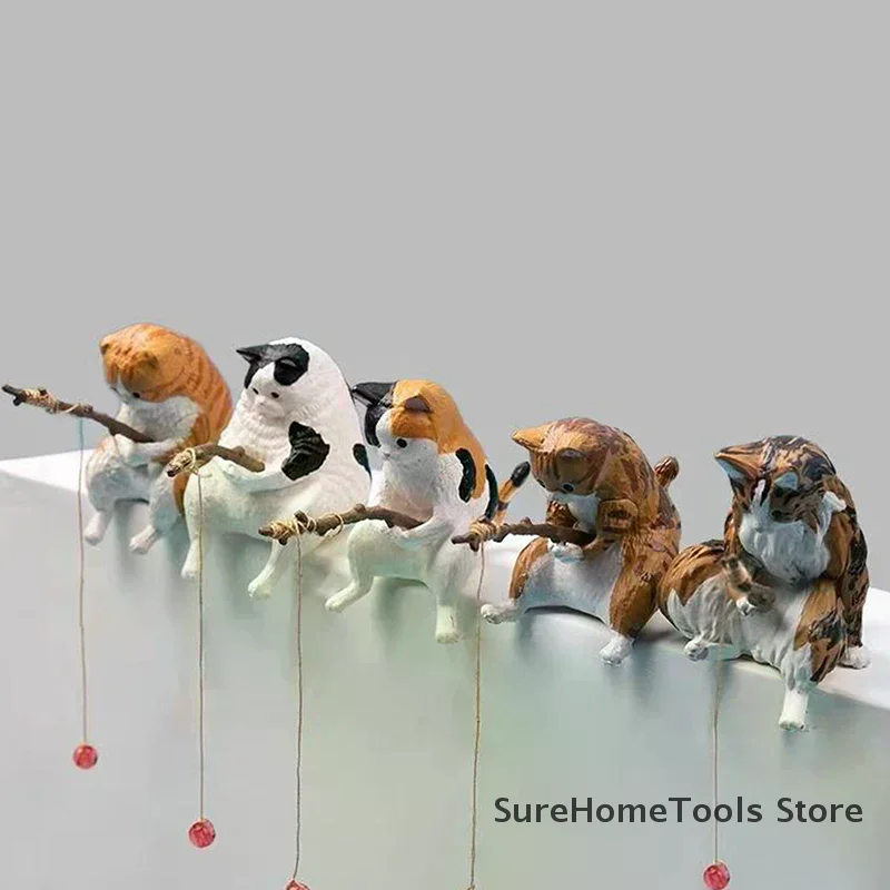 Fish Tank Fishing Cat Hanging Creative Landscape Office Ornaments Fishing Fun Mini Decorative Micro-Landscape