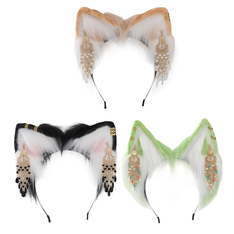 

Плюшевая повязка на голову с кошачьими ушками, костюм для косплея, обруч для волос, реквизит для вечеринки, головные уборы, для