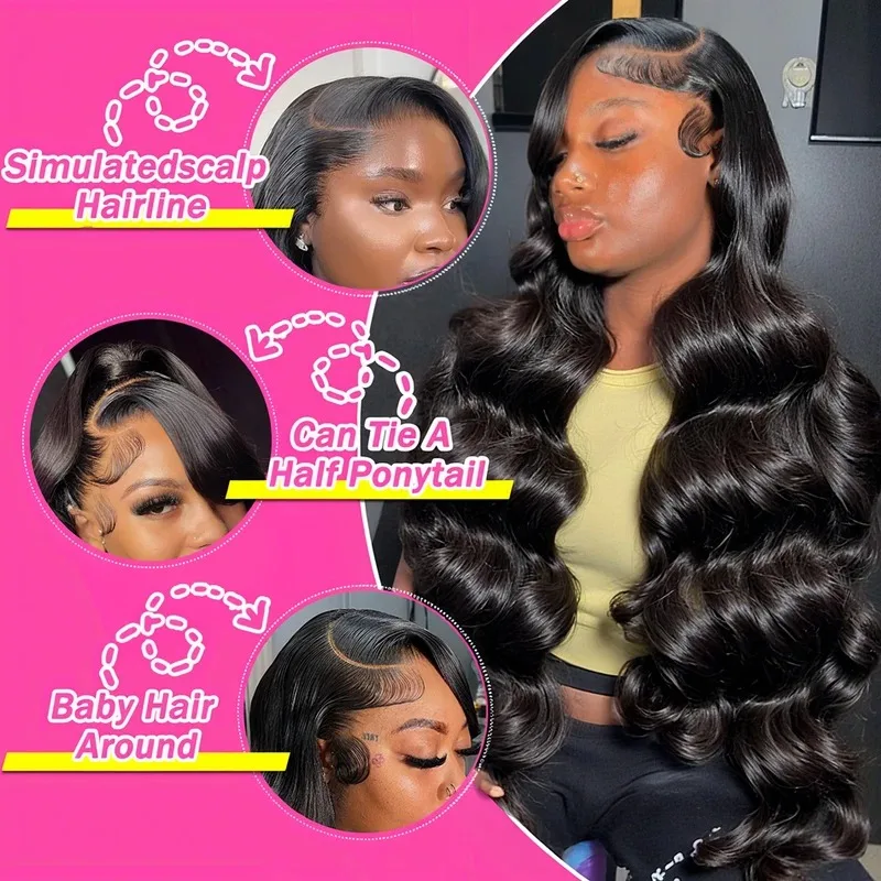 32 Inch Body Wave Human Hair Front Wig 13x6 13x4 Hd Lace Transparent Frontal wig Pre Plucked Brazilian Human Hair Wigs For Women