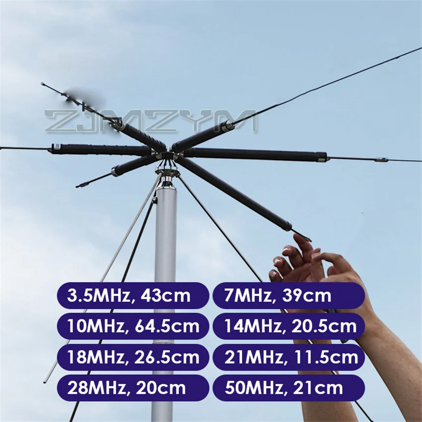HFC-6S 단파 다이폴 안테나 3.5-50MHz HF 다중 대역 베이스 안테나 220W