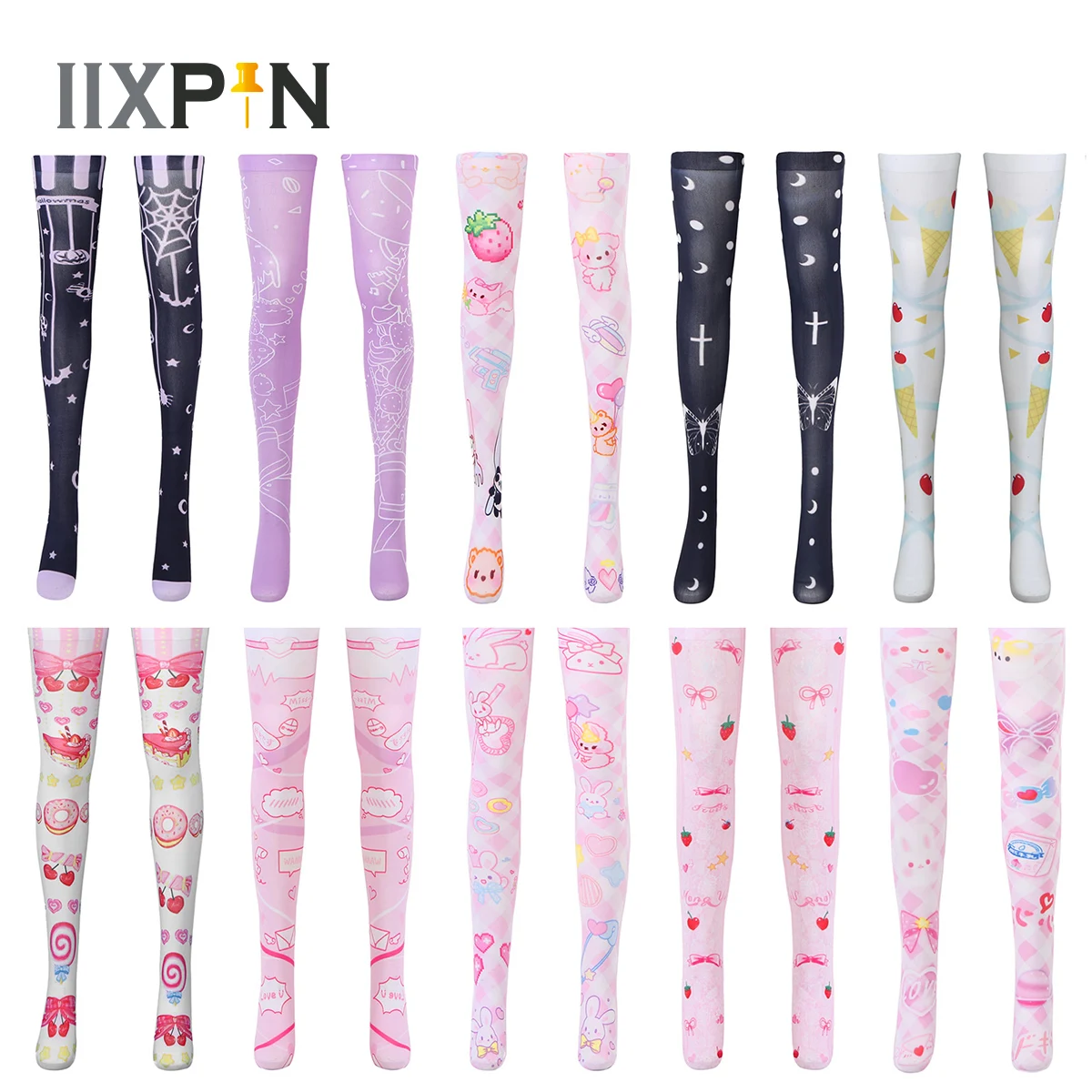Women Sexy Thigh High Stockings Autumn 3D Printing Red Strawberry Pink Sweet Kawaii Over Knee Socks Girl Lolita Anime Cosplay | Женская