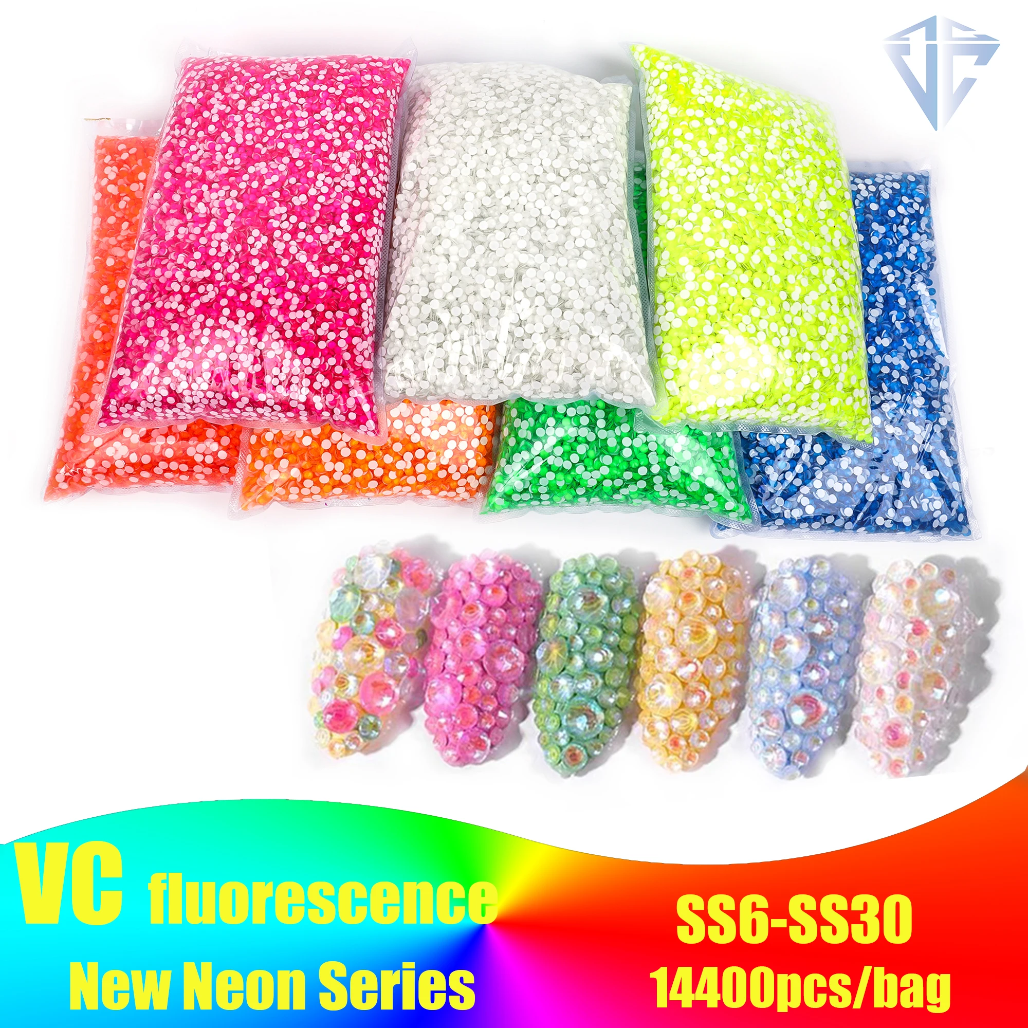 

Big bag Wholesale SS6-SS30 Neon Crystals Non HotFix in Bulk Package Nail Arts Flatback Strass For Garment Nail Art Decorations