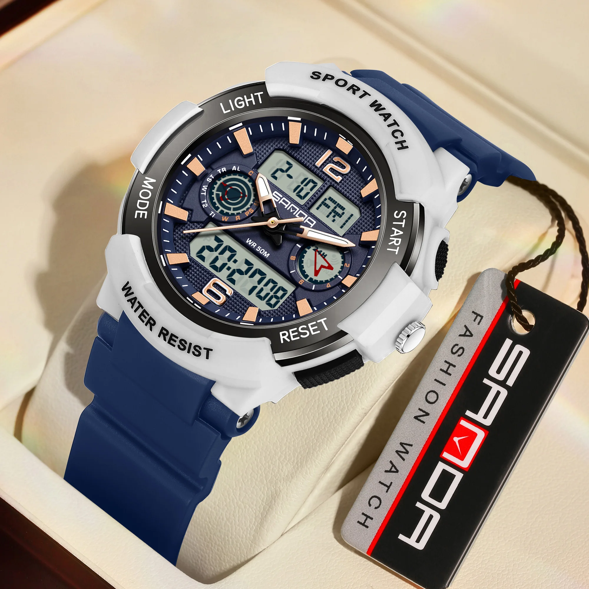 Fashion SANDA Brand Men Watches Sports Pedometer Countdown 50M Waterproof Digital Watch Military Wristwatch Relogio Masculino 4