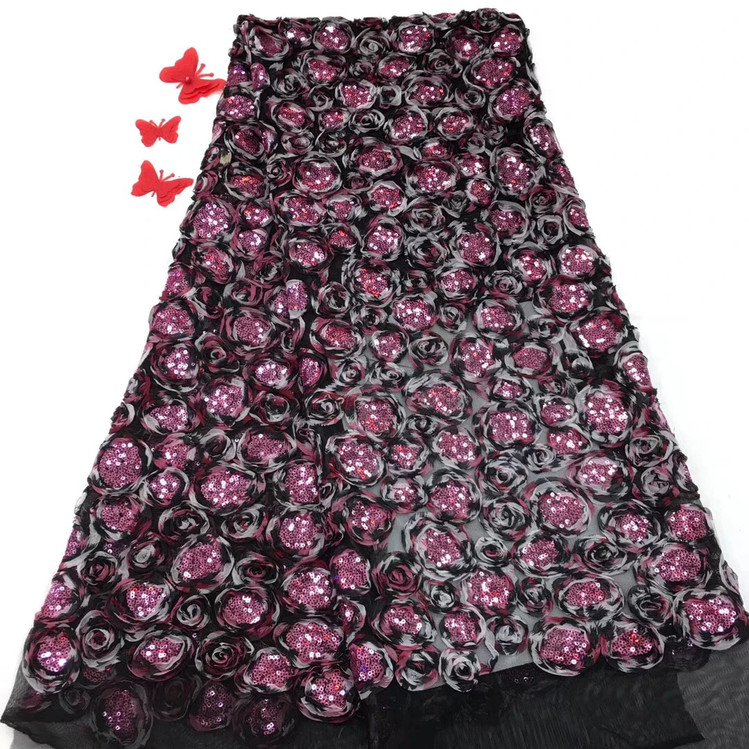 

Latest High Quality African Tulle Lace Fabric 2018 3D Laces Embroidered Lace Trimming Cloth African Wedding Dresses R82