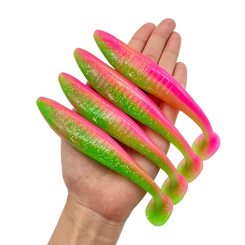 4 Stück weiche Angelköder, einzigartige vibrierende Schwimmaction, gut gefertigte Angelköder für Barschforelle, Crappie Walleye