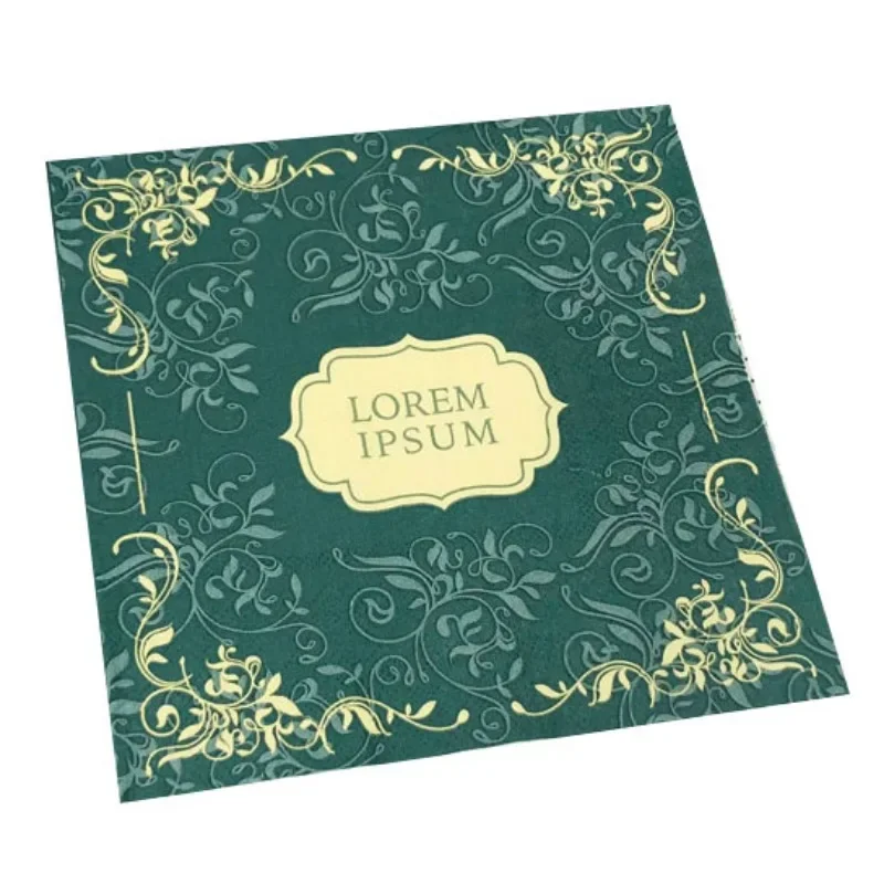 20pcs/pac Green Simple Flower Colorful Printed Napkin Western Restaurant Coffee Shop Wedding Mouth Cloth Wooden Pulp Paper 33cm