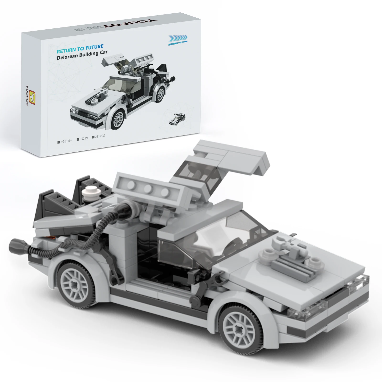 

2024 New Back To The Future Time Machine Car Building Blocks Set Deloreaned Speed Vehicle Bricks for Kid Toys Christmas Gift