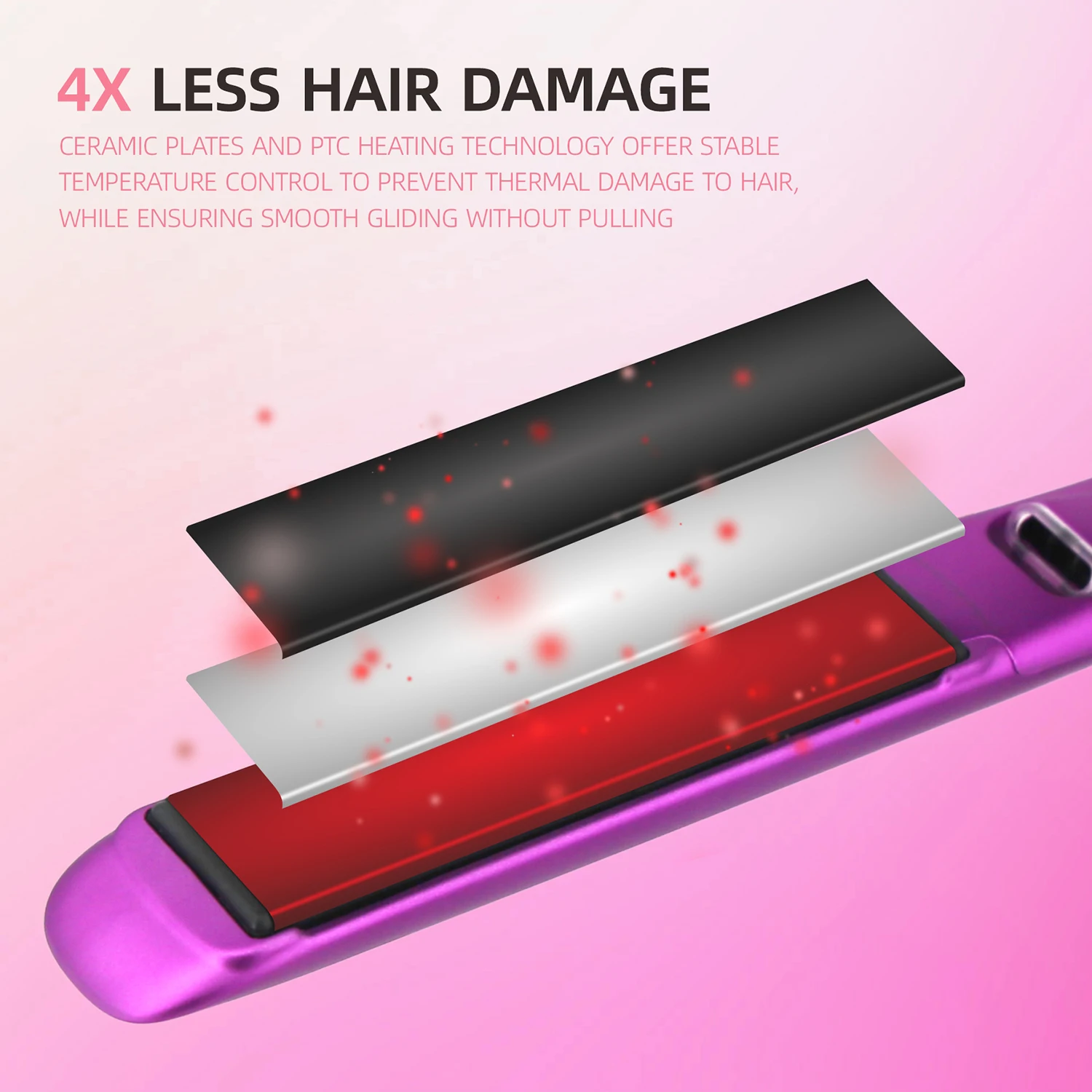 Hair Straightener Curler Plasma Keratin Treatment 500°F Hair Flat Irons For Frizzy Hair Styling Tool 110-240V Dual Voltage 4