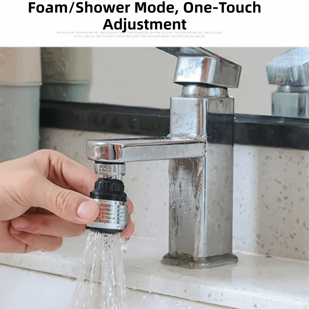 360° Rotating Kitchen Faucet Aerator Dual-mode Spray Water Saver Pressurized Faucet Head Nozzle Booster Quiet