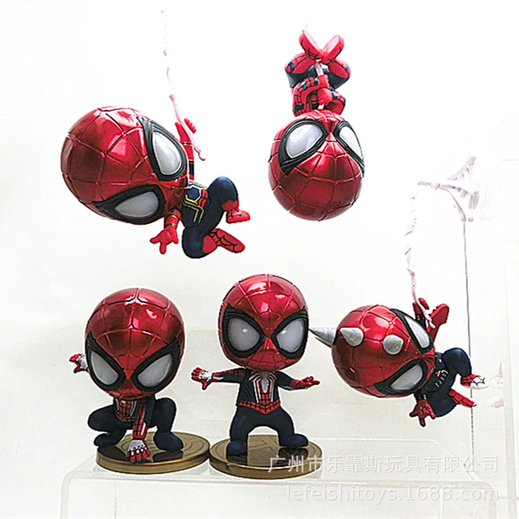 

5pcs Marvel Avengers Anime Figure Q Version Super Spider-Man Doll Car Decoration Model Ornament Children's Toy Birthday Gifts