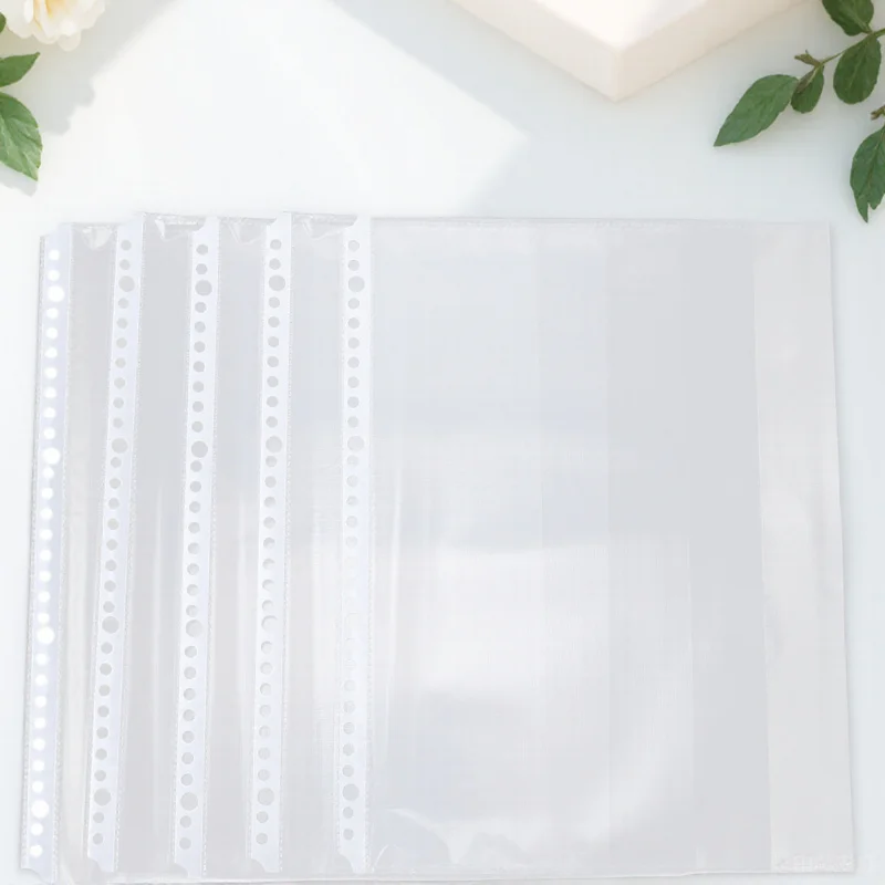 100pcs Folder Inner Page Bag Clear A4 30 Holes Sheet Protector For Binder Document Filing Bags Transparent Plastic Pouch Loose
