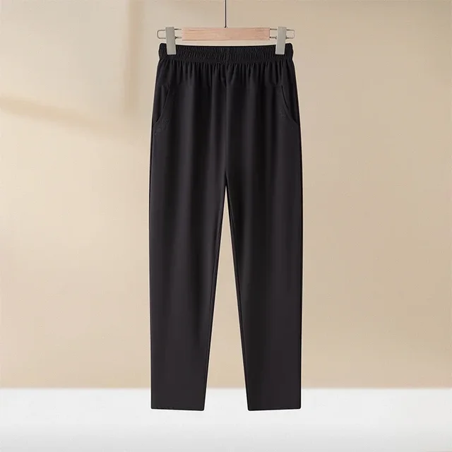 Pantalon femme d'âge moyen grande taille été mince taille haute élastique pantalon droit ample femme pantalon décontracté 6XL 7XL 8XL 4