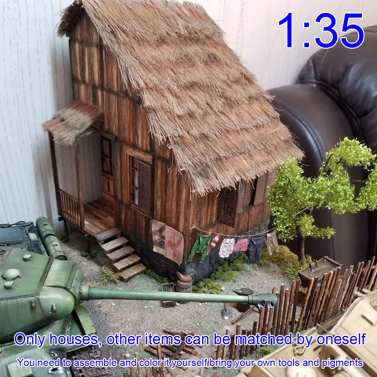 조립식 건축 모형 모래 테이블 건축용 통나무집 목조 주택 시골집 방갈로 디오라마 스케일 모형 키트 1/35