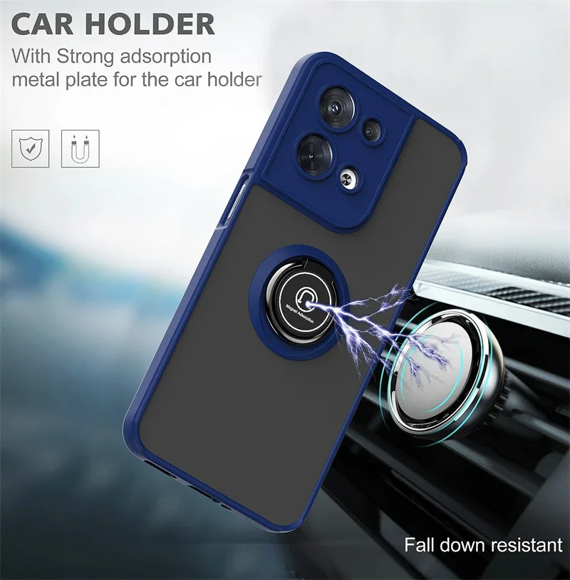 Matte Magnetic Car Ring Stand Phone Case with Back Cover
