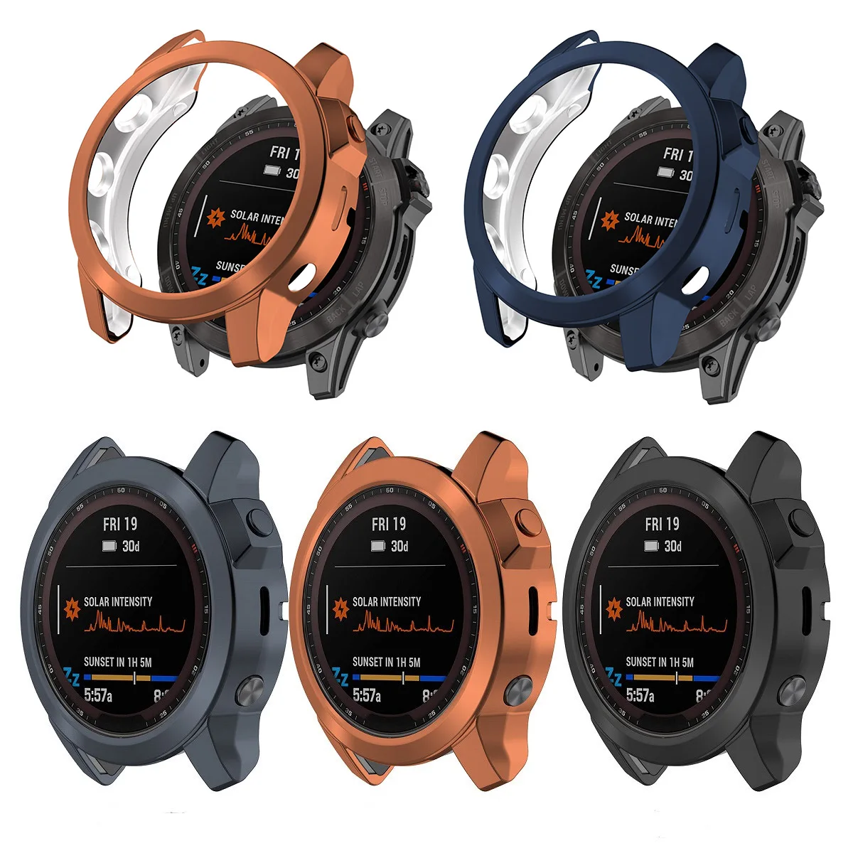 Garmin Fenix 7 7S 7X 6 6S Sapphire Solar 스마트 워치 용 보호 케이스 커버 투명 다채로운 소프트 프로텍터 TPU 도금 커버