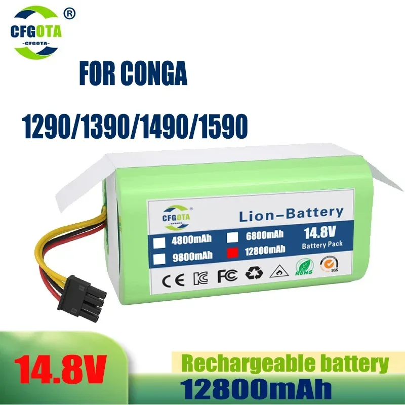 

18650 14.4V 12800nAh Li-Ion Battery for Cecotec Conga 1290 1390 1490 1590 Vacuum Cleaner Genio deluxe 370 gutrend echo 520