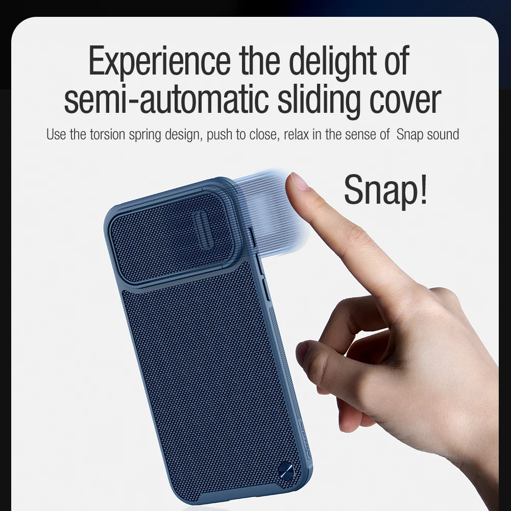 Nillkin Slide Câmera Textured Case para Iphone 14 Pro Max Magsafe Magnetic Nylon Fiber Lens Cover s - Image 3