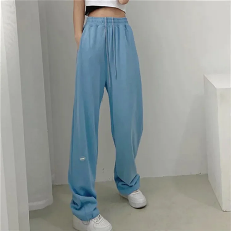 High Waist Sports Pants Women's New Casual Loose Drawstring Thin Wide Leg Pants Mopping Pants