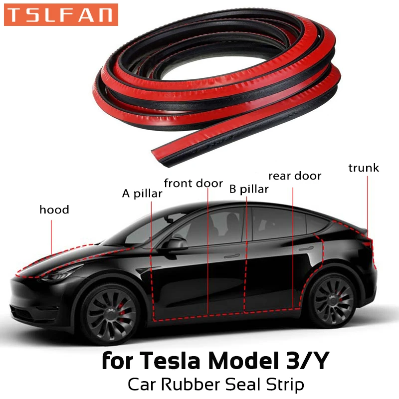 Per Tesla Model 3 Y Car Door Guarnizione In Gomma Striscia Adesivi Kit Isolamento Acustico Cofano Del Bagagliaio A B Pillar Trim Accessori Di Tenuta