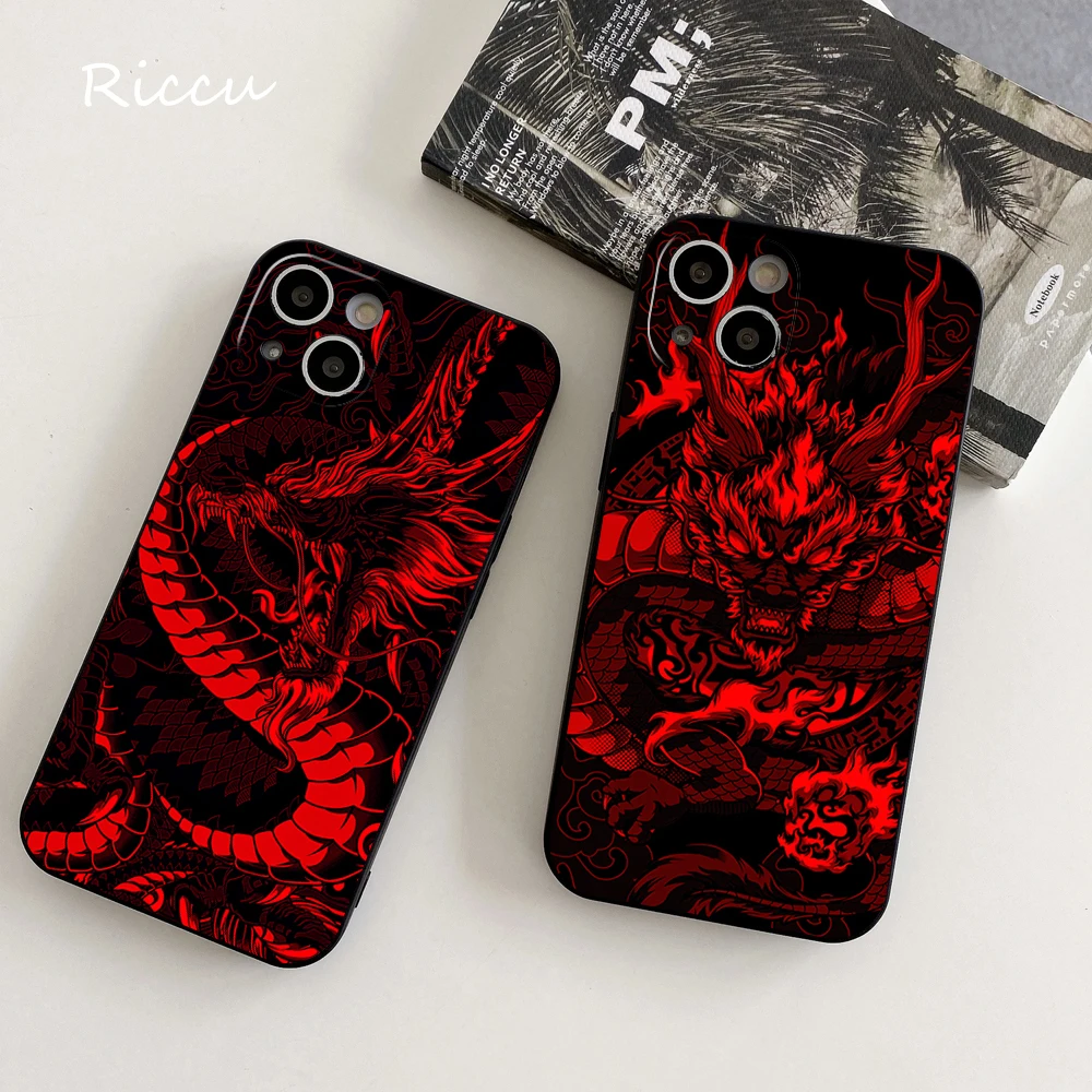 Per Iphone 14 Red Chinese Dragon Custodia Morbida Per Iphone 14 11 12Pro 8 7 Plus X 13Pro Max Xr Xs Cover