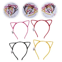 4 Pcs Cat Ear Hair Hoop Glitter Headband Cosplay Costume Kit LED Delicate Embellished 2