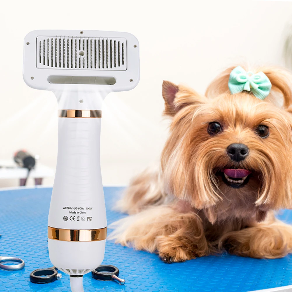 Pet Dog Hair Dryer 2-in-1 Cat Dog Dryer Grooming And Care Adjustable Temperature Low Noise Pet Blow Comb Cat Supplies