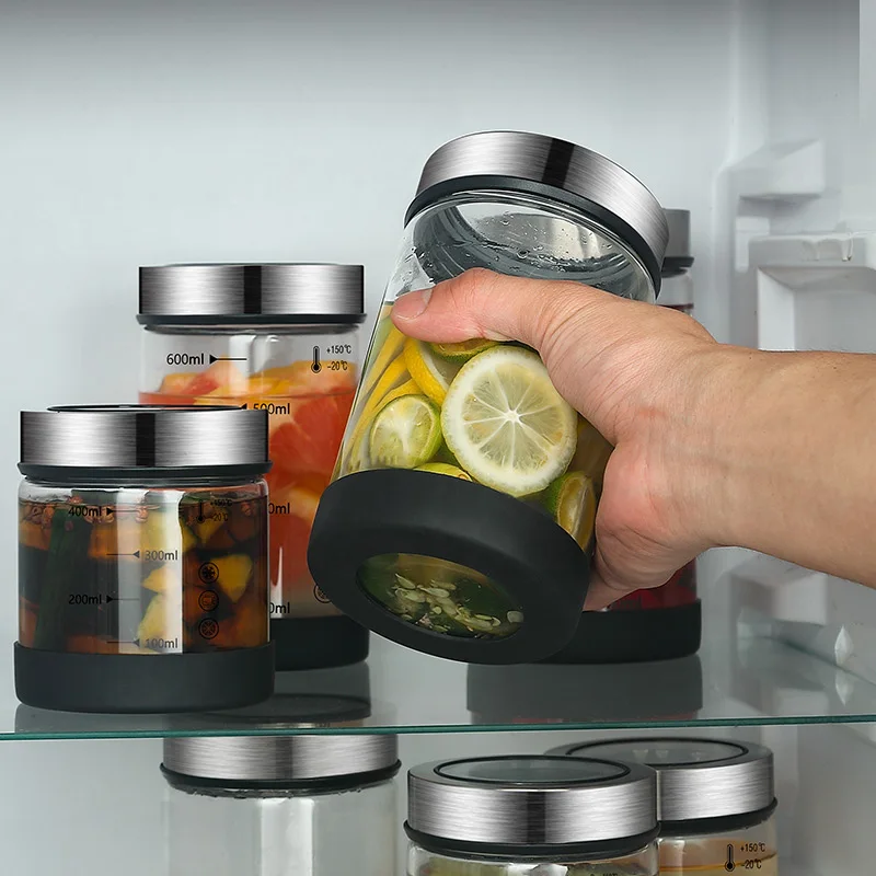 Glass Bottle Sealed Jar Household Jar Pickled Ginger Storage Jam Bottle Dipping and Slicing