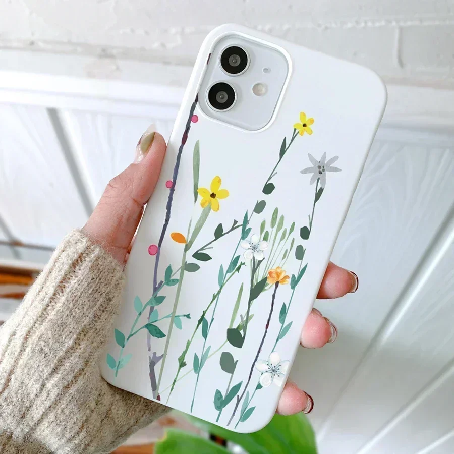 thumbnail image 1 of Funda de teléfono con diseño de margaritas sencillas para iPhone 14, 13, 12, 11 Pro Max, 12 Mini, 7, 8 Plus, XS Max, X XR, carcasa trasera de TPU suave en color rosa y blanco, 1 of 5