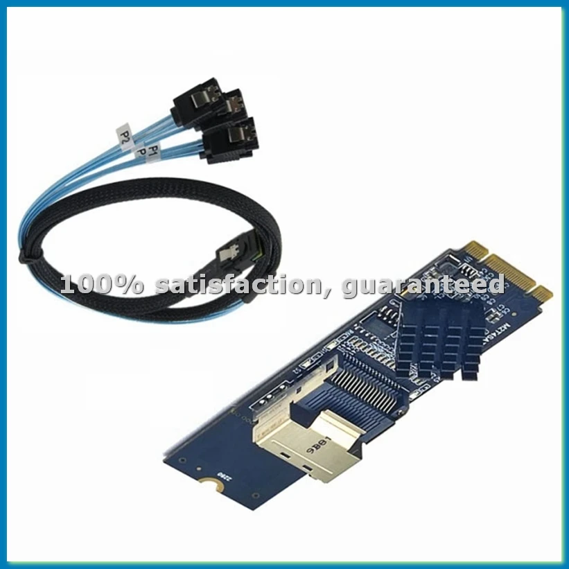 M.2 NVME에서 미니 SAS SFF-8087 확장 카드로 변환, 4포트 SATA3.0 6Gbps HDD SSD SATA 컨트롤러 지원, SFF8087에서 M2 NVME-VVNB로 변환